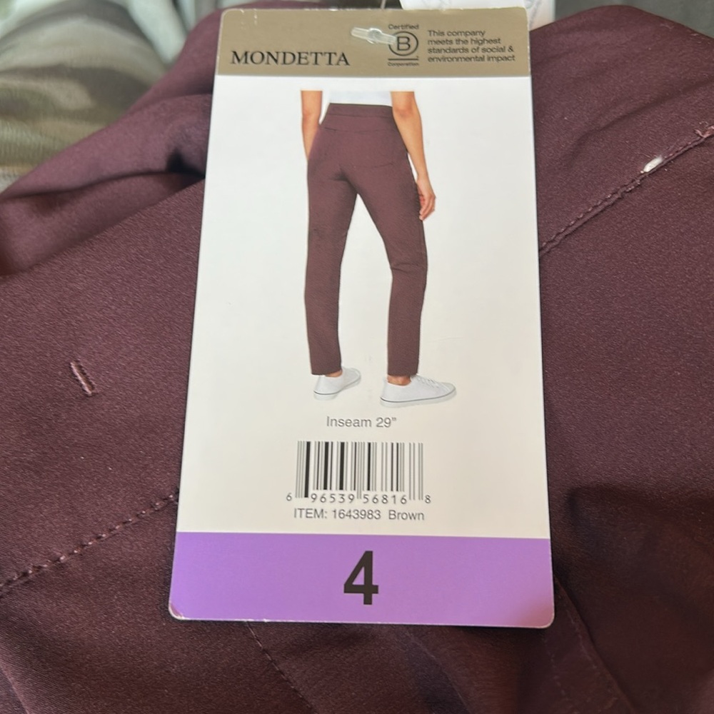 Mondetta Lined Tailored Pant Womens 4 Brown High‎ Rise Stretch Moisture Wicking - Picture 7 of 10